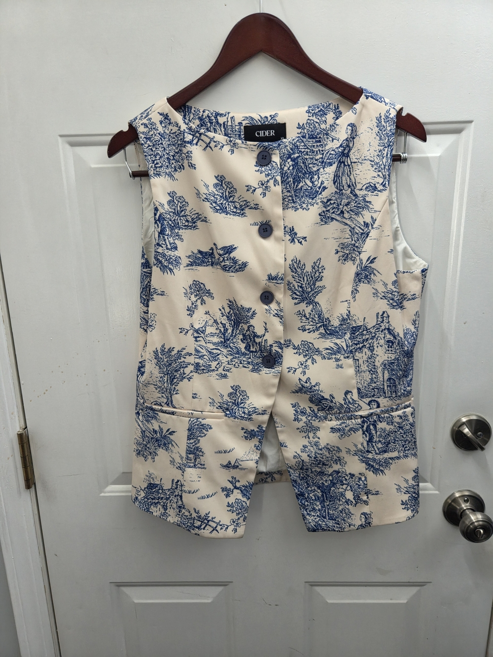 Cider Blue Toile Sleeveless Vest